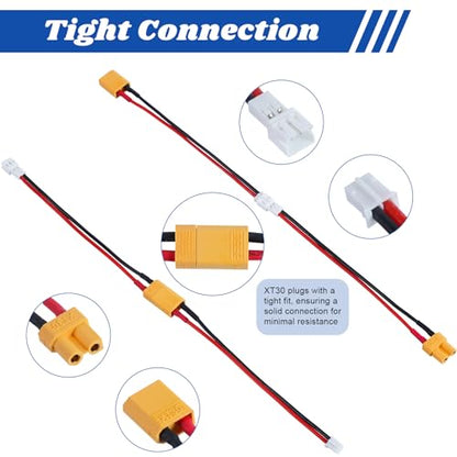 6PCS XT30 to JST PH2.0 Connector Plug Cable, XT30 Male Female Adapter Conversion Cable Wire 22AWG 10cm jst PH 2.0 Connector kit for RC Battery Plugs - size: XT30-JST 10cm 22AWG
