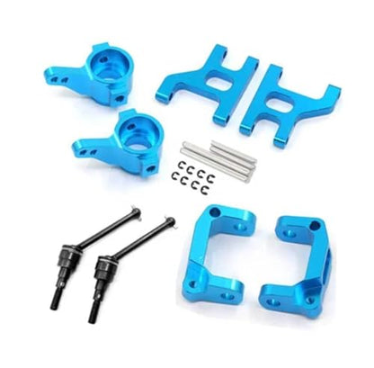Front Lower Suspension Arm Hub Carrier Base C/Steering Cup/Metal Drive Shaft for 1/10 TAM-IYA CC01 TA02 TA03 4WD Buggy RC Car OP(Full Set Blue) - color: Full Set Blue