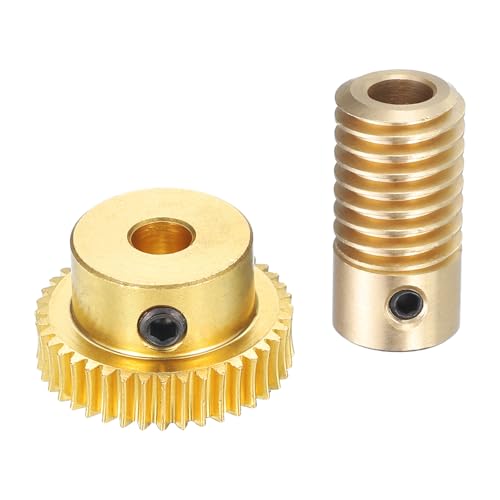 uxcell Worm Gear Set - 0.5 Module 40:1 Reduction Rate 5mm Hole Dia Gear Shaft and 5mm Hole Dia Gear Wheel 40T Drive Gear Box (Brass) - size: 5mmx5mm Bore, style: 0.5 Mod 40T