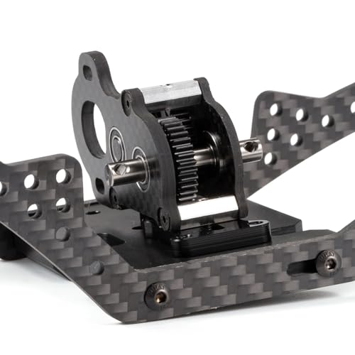 Ultra-Light Portal Transmission Carbon Gearbox with Adapter Plate | 3:1 Gear Ratio, 36T 48P Spur Gear, Titanium Output Shafts, Fits 1/10 Comp Rigs LCG Chassis
