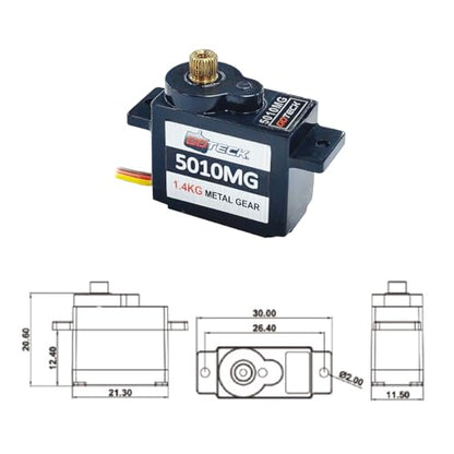 GOTECK 2PCS 5g Mini Servo, Micro Full Metal Gear Digital Servo,for RC Car Model Boat Fixed-Wing Helicopter Airplane Robot Toy - color: Gs5010mg