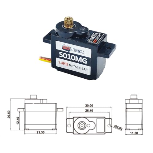 GOTECK 2PCS 5g Mini Servo, Micro Full Metal Gear Digital Servo,for RC Car Model Boat Fixed-Wing Helicopter Airplane Robot Toy - color: Gs5010mg