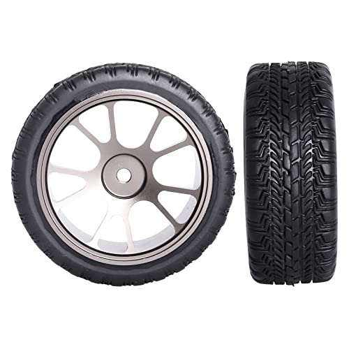 GoHooby 2.55in Rubber Tires&12mm Hex Wheel Rims Pre-Mounted Set, Compatible with Traxxas Tamiya 1/10 RC On-Road Touring Car (Color 1) - color: Color 1