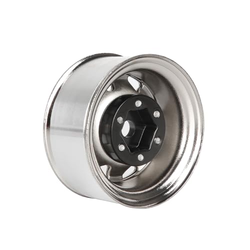 4PCS 1.55 inch Metal Beadlock Wheel Hub RC Car Aluminum Alloy Wheel Rim for 1/10 RC Crawler Car for Axial 90069 D90 TF2 Tamiya CC01 CC02 LC70 LC80 MST(Silver) - color: Silver
