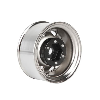4PCS 1.55 inch Metal Beadlock Wheel Hub RC Car Aluminum Alloy Wheel Rim for 1/10 RC Crawler Car for Axial 90069 D90 TF2 Tamiya CC01 CC02 LC70 LC80 MST(Silver) - color: Silver