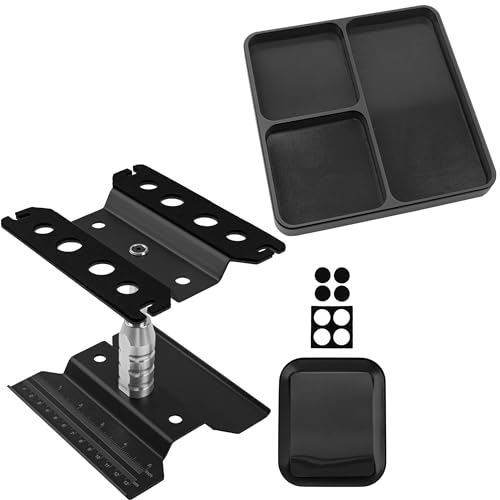 Universal Metal RC Screw Tray with Magnetic Pad, Magnet Screws Holder Plate RC Fixing Tools & RC Car Work Stand Repair Workstation 360 Degree Rotation Lift with Screws Tray