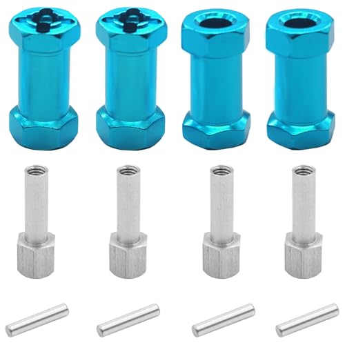 4Pack Vgoohobby 12mm Aluminum Wheel Hex Hub 25mm Offset Extension Hex Drive Adapter Combiner Coupler Compatible with Axial Scx10 D90 Wraith CC01 1/10 RC Crawler Car,Blue