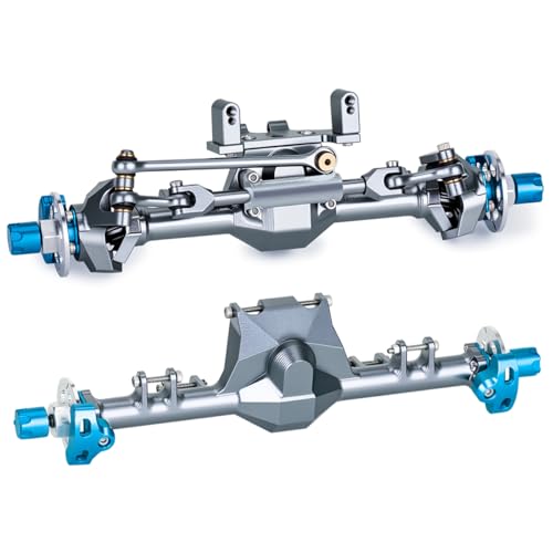 +9mm Front Rear Axle with Hydraulic Steering Link for Axial SCX24 Deadbolt C10 JLU Gladiator Bronco 1/24 RC Crawler Upgrade (Titanium) - color: Titanium
