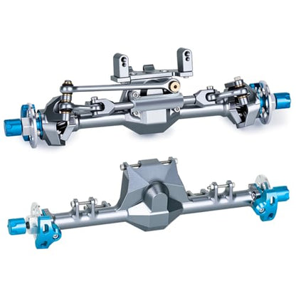 +9mm Front Rear Axle with Hydraulic Steering Link for Axial SCX24 Deadbolt C10 JLU Gladiator Bronco 1/24 RC Crawler Upgrade (Titanium) - color: Titanium