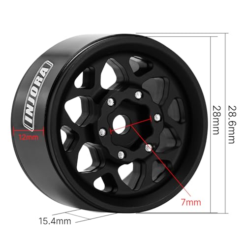 INJORA 1.0 Aluminum Offset -4.7mm Beadlock Wheel for 1/24 1/18 RC (W1013)