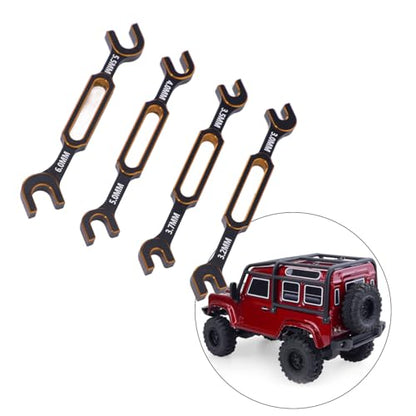 Drfeify 4PCS RC Car Wrench Repair Tool, 3.0/3.2/3.5/3.7/4.0/5.0/5.5/6.0mm RC Turnbuckle Nut Ball Joint Remover Universal Upgrade Parts (Gold) - color: Gold