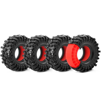 REDSPIDER 1.9 Crawler Tires （4pcs）， Soft Rubber Mud 1.9 Tires OD 118 * 45MM For RC Crawler Car Traxxas TRX4 Axial SCX10 SCX10 II RC4WD D90 D110 TF2 Tamiya CC01 Gen8 (Red silicone insert) - color: Red silicone insert