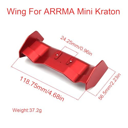 Aluminum Rear Wing for ARRMA Mini Kraton 3S 1/16 RC Car, Upgrade Part(Red) - color: Red