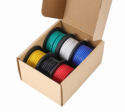 TUOFENG 14 AWG Silicone Wire 79.2ft, 6 Colors Tinned Copper - size: 14 AWG Stranded 6 Colors 13.2 ft