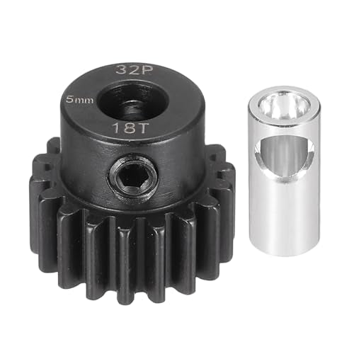 MECCANIXITY Steel 32P Gear Set with Gear Adapter 18T 5mm Shaft Motor Gears for RC Vehicles Truck Drift Car Part, Black - size: 18T
