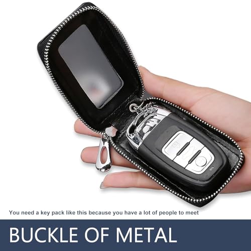 1 PC Car Key Chain Bag, Metal Hanging Buckle Key Bag, Car Remote Control Bag, Universal for Most Cars (Royal Blue)