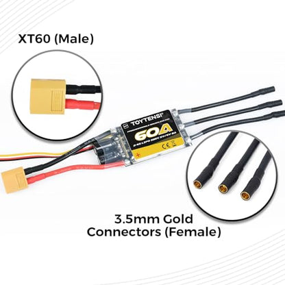 60A 2–6S RC Brushless Motor ESC for RC Plane & Airplane with 5V/6V 8A SBEC