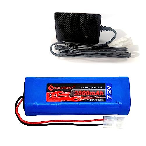 7.2V 3800mAh High Capacity 6-Cell NiMH Flat Battery Pack, Replacement Hobby Battery for RC Car, RC Truck, RC Boat with Standard Tamiya Connector (1Pack) + 8.6V Output Adapter(1Pack) - color: 1-Pack 7.2V NiMH 3800mAh Battery + 1-Pack 8.6V Output Adapter