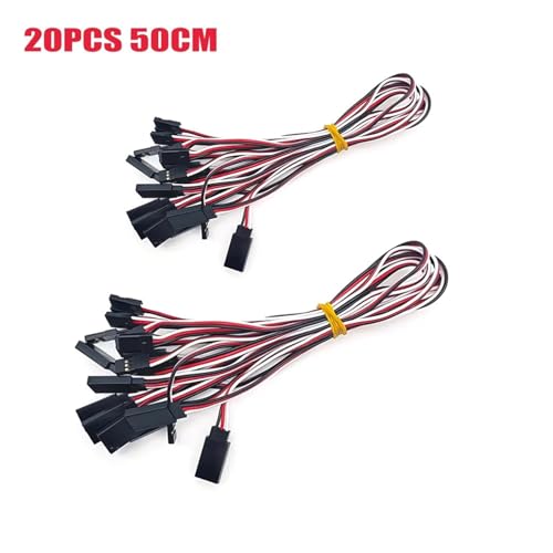 20Pcs Servo Extension Cable 15/30/50cm 3-Pin Male to Female Wire for RC | Durable servo extension wires in 3 lengths, ideal for RC car, helicopter, boat and airplane.(50 cm) - color: 50 Cm