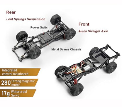 HLSFWDRIVE 1/12 RC Crawler MN82 Remote Control Rock Crawler RC Truck 4x4 | Land Cruiser Off Road Pickup All Terrain Full Proportional 2 Speed RTR 280 Motor 2 Batteries Adult