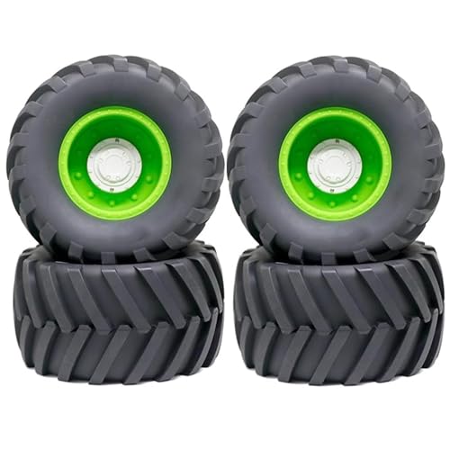 1/8 RC Monster Truck Tires and 17mm Hex Wheels Rims Rubber Buggy Tyres for 1:8 Scale Off Road Truck Car Kaiju Tmaxx E-Revo 3.3 Arrma Kraton 6S Typhon 3S Traxxas Maxx HPI Redcat 4PCS (Green) - color: Green