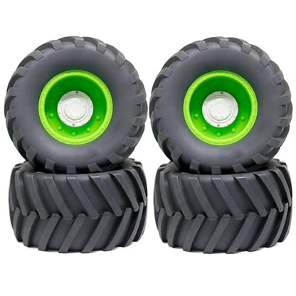 1/8 RC Monster Truck Tires and 17mm Hex Wheels Rims Rubber Buggy Tyres for 1:8 Scale Off Road Truck Car Kaiju Tmaxx E-Revo 3.3 Arrma Kraton 6S Typhon 3S Traxxas Maxx HPI Redcat 4PCS (Green) - color: Green
