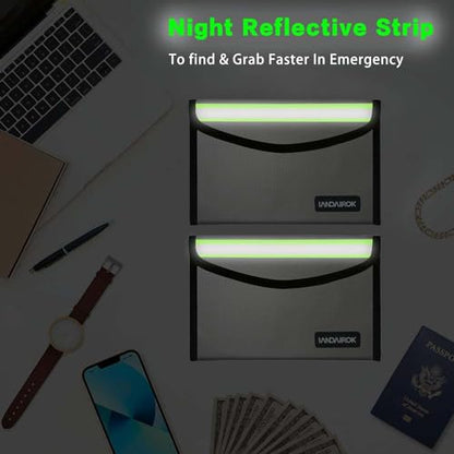 5"x8" Silver Small Fireproof Bag Money Bag Home Office Travel Safe Storage Pouch for Document Cash Valuables Jewelry Mobile power supply Power bank Lipo Battery (20 * 13cm) - size: 20*13cm Silver