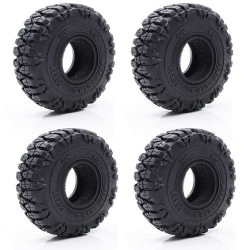 1.0 Tires 60*22mm Tires & Silicone Rubber Inserts for 1/18 1/24 RC Crawler | Soft Drift Tires for RC Crawler Axial SCX24 FMS FCX24 RC Crawler Car,Replacement Wheels,Durable Rubber,Ready to Install