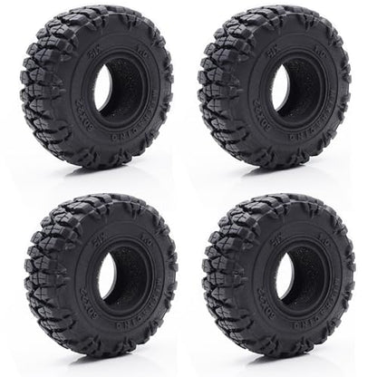 1.0 Tires 60*22mm Tires & Silicone Rubber Inserts for 1/18 1/24 RC Crawler | Soft Drift Tires for RC Crawler Axial SCX24 FMS FCX24 RC Crawler Car,Replacement Wheels,Durable Rubber,Ready to Install