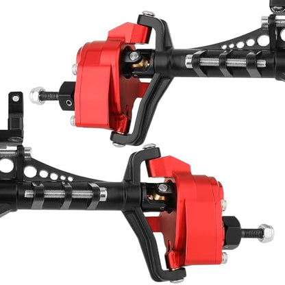 Metal Front and Rear Portal Axle Completes Set with Servo Mount for Axial 1/10 RC Crawler Capra 1.9 UTB AXI03004 AXI03000T1 T2 Buggy F9 Upgrade Parts (red) - color: Red
