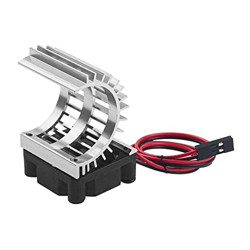 ShareGoo Aluminum 380 390 Motor Heatsink with Cooling Fan Electric Engine Heat Sink Compatible with HSP HPI Wltoys Himoto Redcat 1/16 1/18 RC Car (Silver) - style: Silver