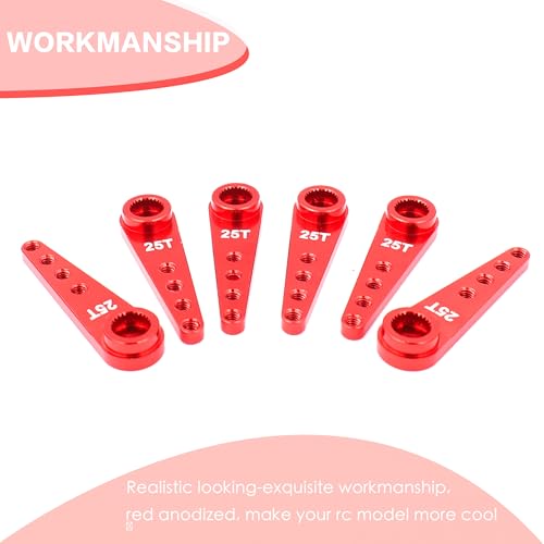 6PCS Aluminum 25T Servo Horn 37mm for Futaba Savox Power(Red) | 25 Teeth Extension Steering Arm Server,Compatible with Futaba Savox Power HD HSP MG995 MG996 Servos,CNC Machining - color: 6pcs Red