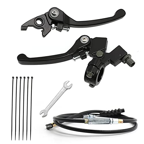 MDEOOSKY 7/8 Folding Clutch Brake Lever Perch with Clutch Cable (Black) | For 110/125/140/150cc SSR125 RFZ YZ Ruckus TaoTao DB17/27 Apollo DBX15/18/19 Z20 Xmotos Thumpstar Kayo Piranha Pit Dirt Bike - color: Black