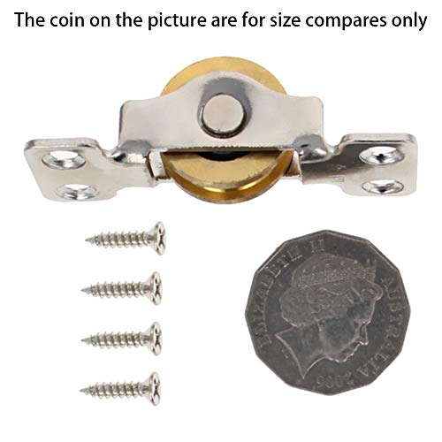 Heyiarbeit Copper Single Wheel 1" / 26mm Dia Stainless Steel Electroplating Sliding Door Window Pulley Stainless Steel Shell Silver and Gold Tone - color: Silver&Gold, size: 1" / 26mm Dia