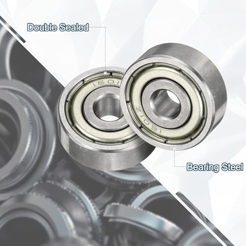uxcell 3 Pcs 1601ZZ Deep Groove Ball Bearing 3/16" x 11/16" x 1/4" Double Metal Sealed, Chrome Steel Bearings - size: 1601ZZ 3/16" x 11/16" x 1/4"