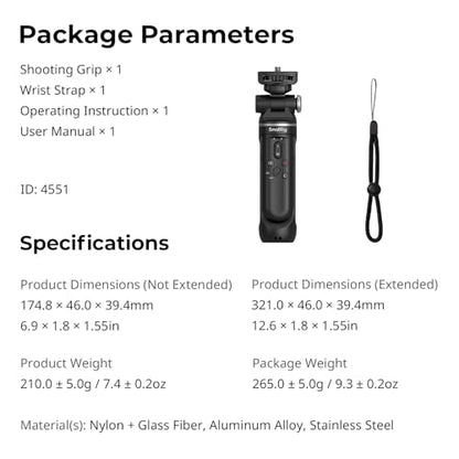 SmallRig SR-RG2 Multifunctional Wireless Shooting Grip, Adjustable Selfie Stick, Remote Control Camera, Compatible with Cameras for Canon EOS R6 V/for Nikon/for Sony, for Vlogging, Live Streaming-4551 - style: Wireless Shooting Grip