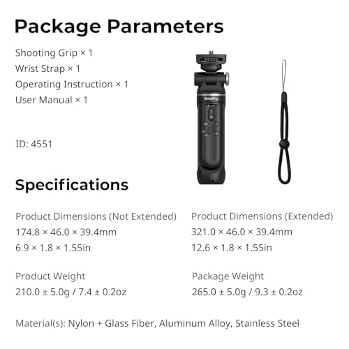 SmallRig SR-RG2 Multifunctional Wireless Shooting Grip, Adjustable Selfie Stick, Remote Control Camera, Compatible with Cameras for Canon EOS R6 V/for Nikon/for Sony, for Vlogging, Live Streaming-4551 - style: Wireless Shooting Grip