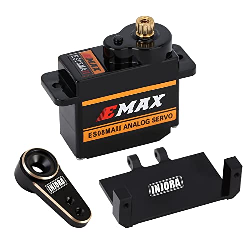 INJORA ES08MA Metal Gear Servo with Mount and Horn for SCX24, Black Brass - color: Black Brass