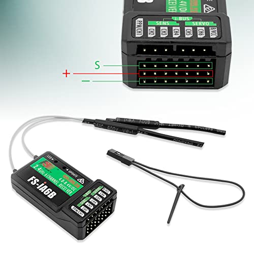 Flysky 6CH FS-iA6B Receiver Fits FS-i4 FS-i6 FS-i6X FS-i10 Transmitter | 2.4G PPM Output Flysky Receiver with iBus Port Fits RC Car RC Boat Remote Control