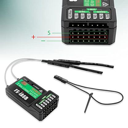 Flysky 6CH FS-iA6B Receiver Fits FS-i4 FS-i6 FS-i6X FS-i10 Transmitter | 2.4G PPM Output Flysky Receiver with iBus Port Fits RC Car RC Boat Remote Control