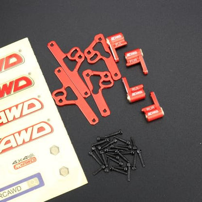 RCAWD SCX24 Shock Flex Blades Extended Travel Adjustable Shocks Mount Suspension Upgrade for AXIAL SCX24 Upgrades 1/24 RC Crawler Red - color: Red
