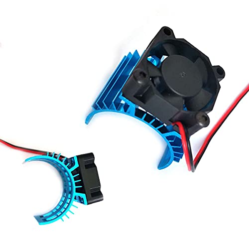 DEVMO Alloy Heat Sink Heatsink with 5V Cooling Fan for 1/10 Car 540 550 3650 Size Brushless Engine Motor Remote Control Car Truck Buggy Crawler Blue