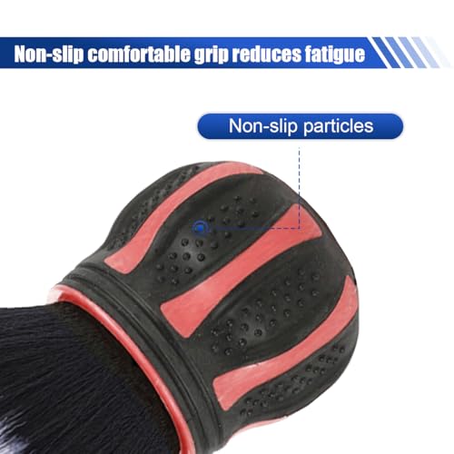 Car Detailing Brush, Ultra Soft Bristles XL Synthetic Brush Car Beauty Tools with Storage Rack, Auto Interior Cleaning Tool for Dashboard, Vents, Covers Large Area Inside and Outside Vehicles (Red) - color: Red