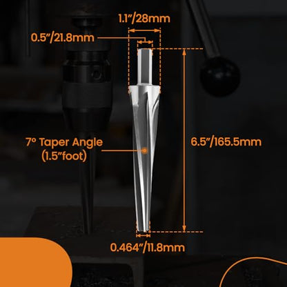 maXpeedingros 7 Degree Tapered Ball Joint Reamer | Tie Rod Reamer for 1-1/2" Per Foot