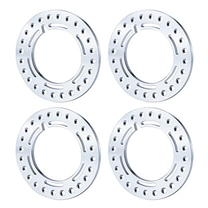 RCLIONS 4pcs Aluminum 2.2inch RC Beadlock Wheel Rim Replacement Ring for 1/10 RC Crawler Car 2.2" Wheels (Silver) - color: Silver