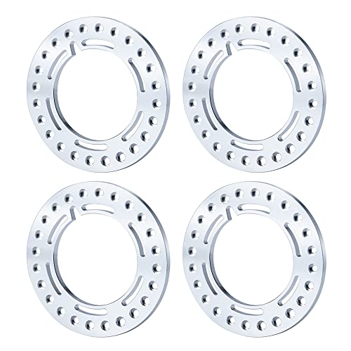 RCLIONS 4pcs Aluminum 2.2inch RC Beadlock Wheel Rim Replacement Ring for 1/10 RC Crawler Car 2.2" Wheels (Silver) - color: Silver
