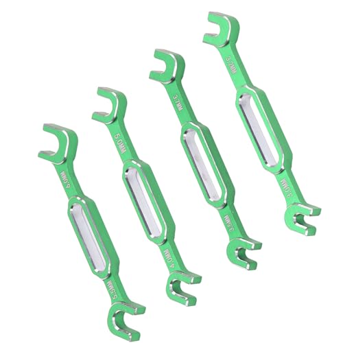Tyenaza 4Pcs RC Aluminum Alloy Wrench, 3/3.2/3.5/3.7/4/5/5.5/6mm Turnbuckle Nut Ball Joint Remover with Multifunction RC Shock Absorber Plier Repair Tool KitRepair Tool Kit (Green) - color: Green