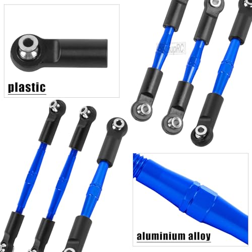 Adjustable Turnbuckles Camber Upgrades Part for 1/8 Typhon 4WD 3S MEGA 550 BLX,1/10 Big Rock 4X4 V3 3S BLX RC Car,Tie Rod Set Link Linkage Rod,Adjustable Links Steering Links,(Navy Blue). - color: Blue(6pcs)