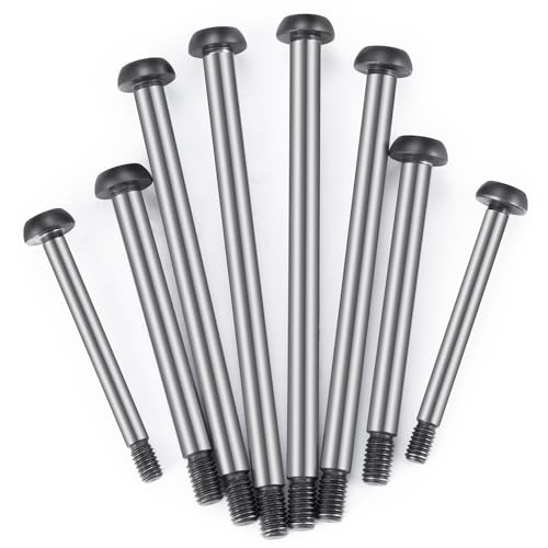 Polished Steel Lock-nut Style Hinge-Pin Threaded Hinge Pins Set Compatible with for 1/10 Traxxa Slash 2WD Hoss Rustler VXL Stampede RC Truck
