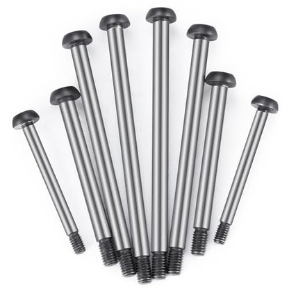Polished Steel Lock-nut Style Hinge-Pin Threaded Hinge Pins Set Compatible with for 1/10 Traxxa Slash 2WD Hoss Rustler VXL Stampede RC Truck